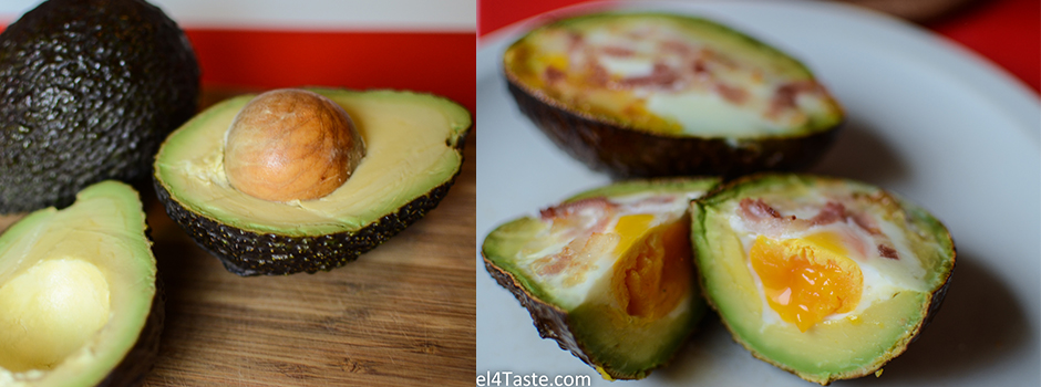 Avocado baked with Eggs & Bacon