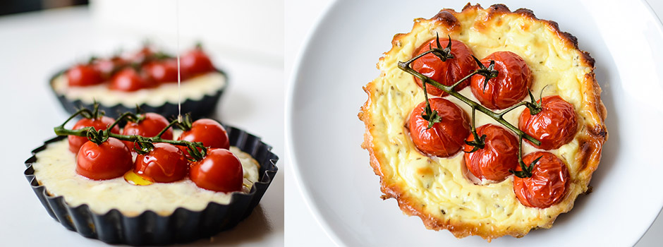 Tartlets with Yogurt, Goat Cheese & Cherry Tomatoes