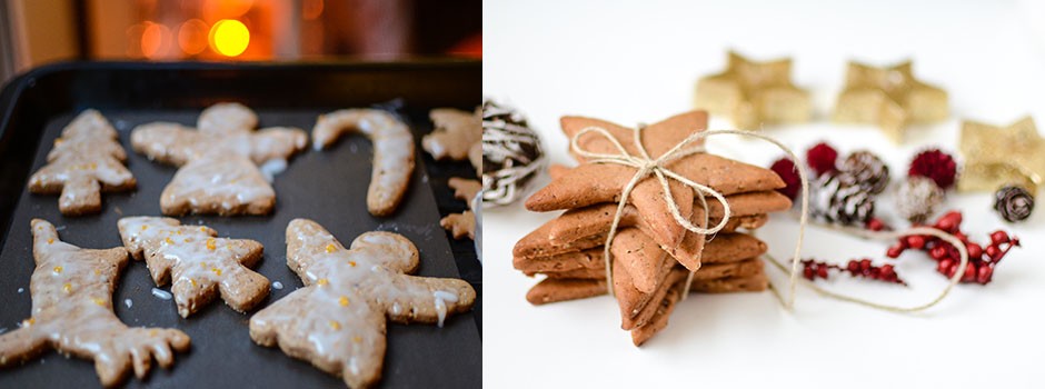 Gingerbread Cookies with Nuts and Orange Icing