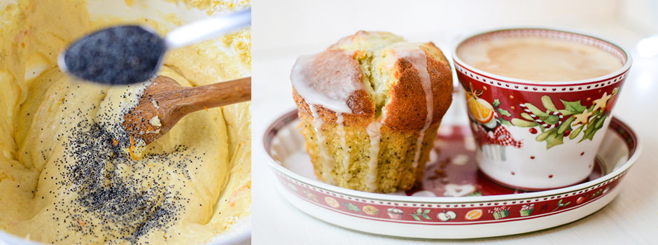 Muffins with Poppy Seeds and Orange Icing