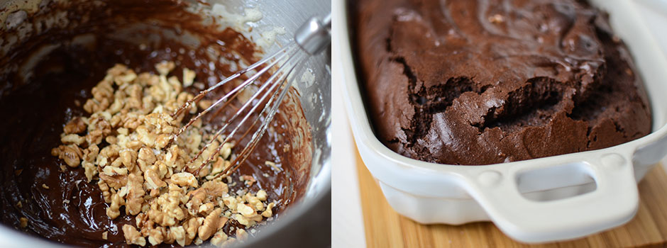 Gateau au Chocolat (French Chocolate Cake) with Walnuts