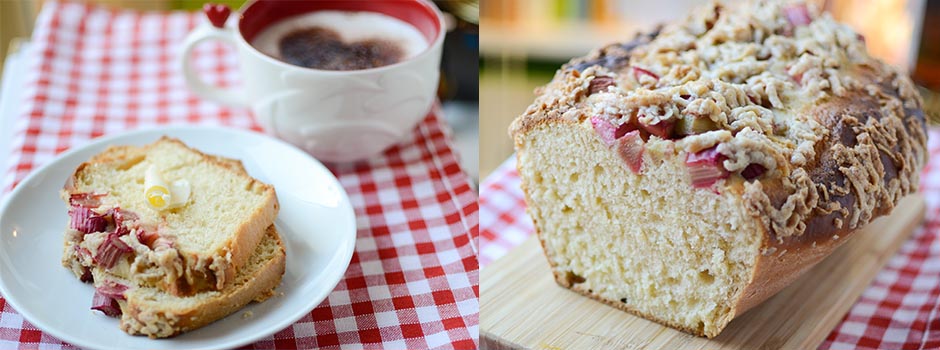 Yeast Cake with Rhubarb & Cinnamon Crumbles