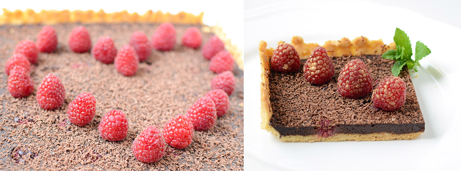 Chocolate Pie with Raspberries (fr. tarte au chocolat)