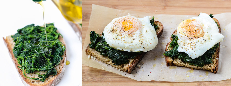 15 minutes Breakfast Recipe: Toast with Spinach and Egg