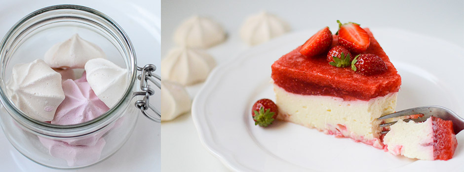 Cheesecake with Meringues & Strawberry mousse