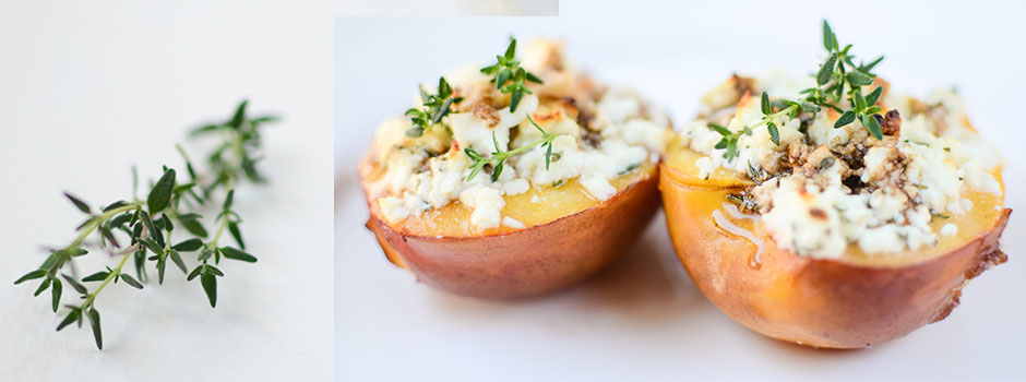 Nectarines baked with Feta Cheese & Thyme